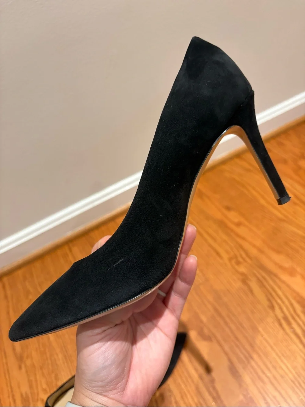 MARION PARKE Black Suede 85 Classic Pointed Toe Pump Women's 39/US 9